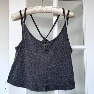 BDG Gray Crisscrossed Back Tank Top